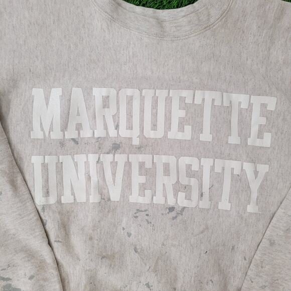 Vintage 80s Marquette Sweatshirt L/XL 23x24 Boxy Champion - Picture 13 of 16